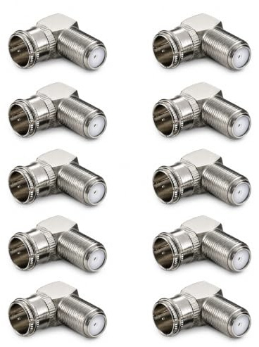 10x SAT F-Stecker | Winkeladapter 90° Grad | Quick F-Stecker > F-Buchse 90° | Schnellstecker gewinkelt F-Winkelstecker TV | F-Adapter für Antennenkabel Satellitenkabel Koaxialkabel | 10 Stück