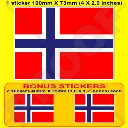 NORWEGEN Norwegische Flagge Norwegen, Noreg 100mm Auto & Motorrad Aufkleber, Vinyl Sticker x1+2 BONUS