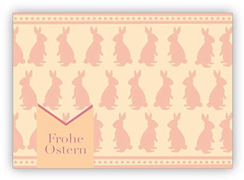 Kartenkaufrausch Grußkarten Set (10Stk) Retro Vintage Osterkarte mit Scherenschnitt Hasen: Frohe Ostern in vanille • hochwertige Glückwunschkarten mit Umschlägen zu Ostern, Ostergrüße