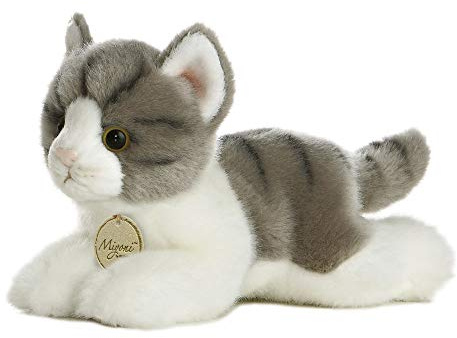AURORA MiYoni, Tabby Cat 8 Zoll, 10813, Grau und Weiß, Stofftier für Kinder