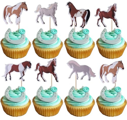 36 Stück Pferde Tortendeko Geburtstag Pferde Cupcake Toppers Wildes Tier Dekoration Horse Cupcake Tortendeko Baby Shower Geburtstag Thema Party Kuchen Dekorationen