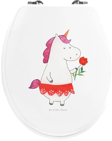 Mr. & Mrs. Panda Motiv WC Sitz Einhorn Dame - Geschenk, Klobrille, Einhorn Deko, Unicorn, Klodeckel, Einhörner, Frau, WC-Sitz, Toilette,