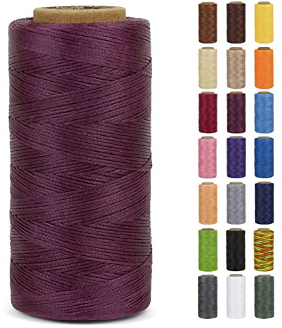 LEREATI Ledergarn 0,8mm x 260m Flacher Wachsschnur Gewachster Faden Leder Nähen Faden, Leder Nähgarn Garn für Handwerk, Nähen, Reparatur, Buchbinden, Schmuck, Häkeln (Violett)