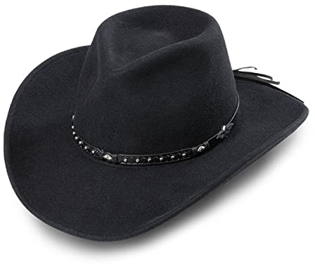 STARS & STRIPES Reno Sand Hut – Formbarer Western-Cowboyhut aus Wollfilz mit Concho-Hutband