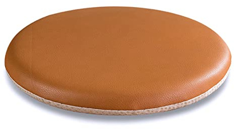 Sitzkissen Rund 40cm, Stuhlkissen 40x40 Memory Foam, Sitzkissen Stuhl Rund Antirutsch Stuhlauflagen EsszimmerstüHle Waschbar Leder Bezug mit ReißVerschluss HitzebestäNdig für Den Sommer Hellbraun