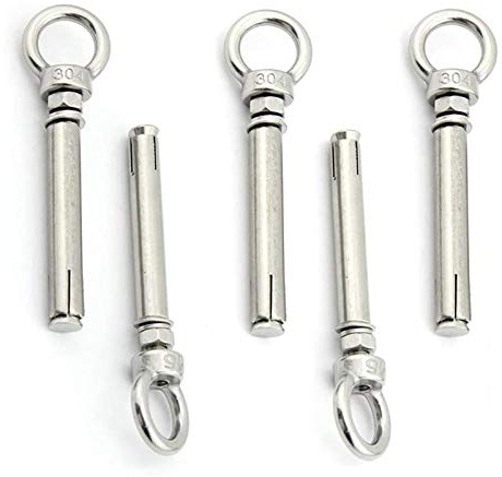 Dehnschraubenbolzen, Ankerbolzenhaken, Metallbolzen, Hebeöse, Ringmutter, Dehnbolzenschraube, Edelstahl 304, Betonwand-Ankerhülse, strapazierfähig (Farbe: Silber, Abmessungen: M8X60MM) ( Color : Silve