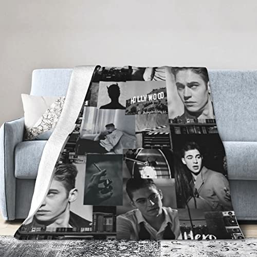 LOUJIN Hero Hardin Fiennes Scott Tiffin Couverture ultra douce et légère en flanelle polaire pour canapé, canapé et lit Noir