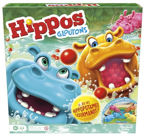 Hasbro Gaming Hippos Gloutons, Jeu De Plateau pour Enfants et Famille, avec Chargement Automatique des Billes, Idées Cadeaux d'anniversaire, De 2 À 4 Joueurs