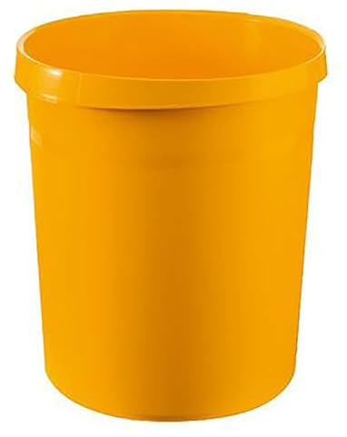 PROREGAL Klassischer runder Papierkorb aus Kunststoff | 18 Liter, HxØ 35x31,2cm | Gelb