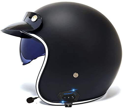 Letetexi Bluetooth Integral Casque Moto Demi-Jet Homme ECE Homologué Casque Semi-Ouvert Casque Jet Urbain Casque Moto Et Scooter Compact Femme Adulte Anti Scratch Visiere