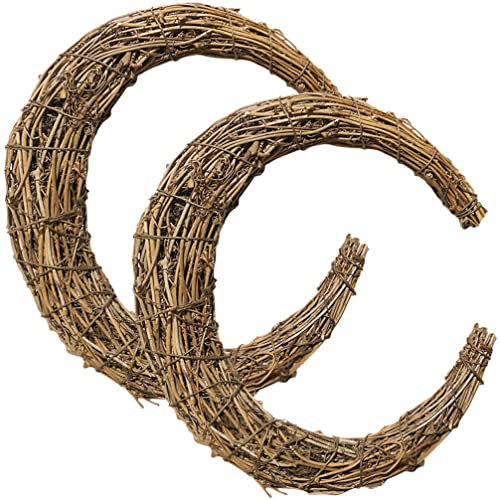Beavorty 2stücke Rattan-kranzringe in Mondform Handgeflochtene DIY-rattanringe Zum Kranzbinden Natürliche Dekoration Für Haus Und Garten Rattan-kranzrohling Für Floralen Schmuck