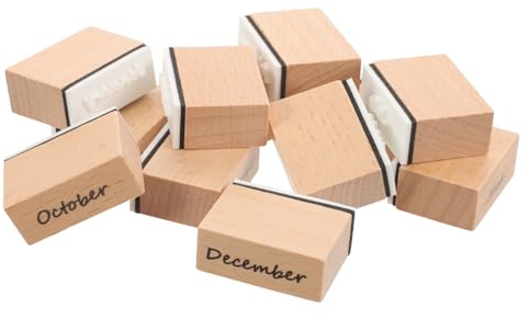 MAGICLULU Holzstempel Für Monate Mit Scrapbook-siegeln Diy-bastelstempeln Und Planerstempeln Aus Natürlichem Holz Und Praktisch