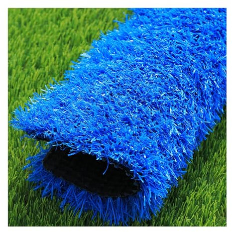 XLIHAWY Synthetischer Kunstrasen für den Außenbereich, Anti-Fussel-Rasenteppich, schneidbar, DIY farbiger dekorativer künstlicher Grasteppich (Farbe: Blau, Größe: 99,1 x 119,4 cm)