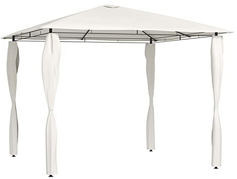 ARKEM Pavillon mit Pfostenabdeckungen 3x3x2,6 m Creme 160 g/m² TerrassenüBerdachung Freistehend Pavillon Sturmfest