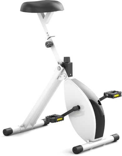 Deskbike – Premium Tischfahrrad – Schreibtisch-Fahrrad für Büro und Zuhause – Heimtrainer – Pedaltrainer – Fitnessgerät – Beintrainer für Zuhause - Bürostuhl - Weiß/Weiß Fahrradrahmen