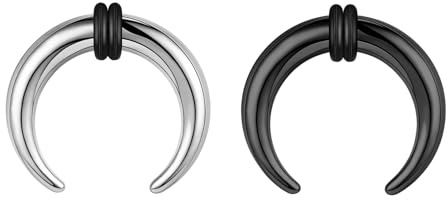 ZS 2Pcs Pincher Tapers Septum Rings, 2G 4G 6G 8G 10G 14G 16G Buffalo Horseshoe Stretcher Expander Piercing for Stretching Pierced Nose Ear Gauge for Women Men (12g,11mm)