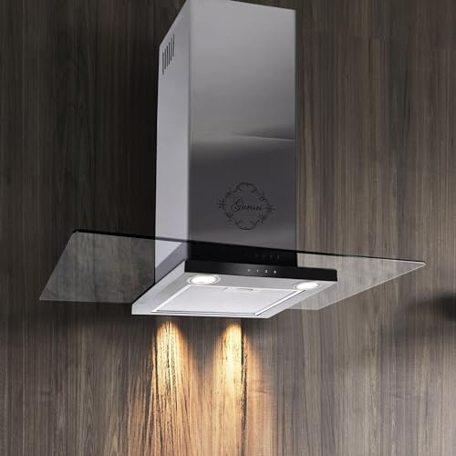 GURARI Wandhaube GCH T 466 IS 90 BL PRIME, Dunstabzugshaube 90 cm 1000m³/h Wandhaube in Edelstahl Glas, EEK A, TouchControl