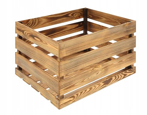 MAZUR Holzkiste Vintage | 50x40x30 cm | Holzkisten | Kiste Holz Geflammt | Gebrauchte als Weinkisten & Obstkisten | Perfekt als Holzbox | zur Dekoration von Haus, Garten oder Balkon