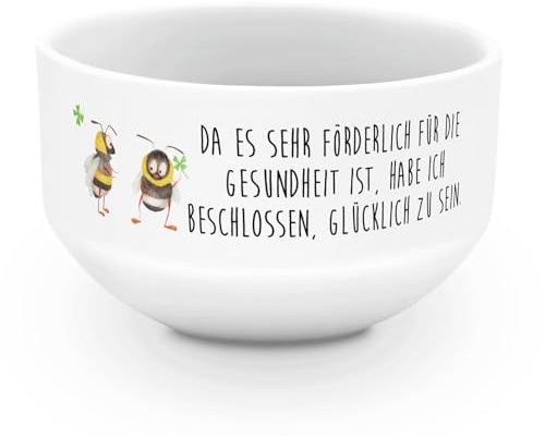 Mr. & Mrs. Panda schale Hummeln Kleeblatt - Geschenk, Biene Deko, Tiermotive, Spruch Positiv, Müslischale, bunte, Hummel, Schüssel, Obstschale, Fröhlich, salatschälchen, glücklich sein