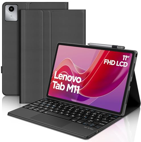 IVEOPPE Tastatur für Tab M11 Con Touchpad, QWERTZ Deutsch Tastatur, Magnetische Bluetooth Abnehmbare Keyboard für Tab M11 11 Zoll 2024 (TB330FU/TB330XU), Schwarz