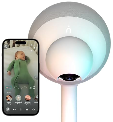 NANOBÉBÉ Smart Baby Monitor – Non-Wearable AI Breathing Monitor Motion Detection 1080p HD Camera with 360° Pan Tilt Two-Way Talk Sound Machine App Control, Night Vision