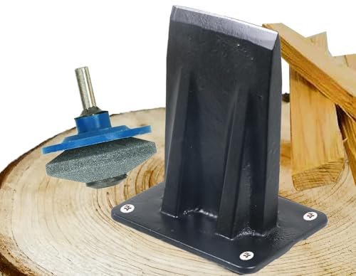 SPARES2GO Kindling Splitter Blade Kit Log Wood Splitting Chisel Wedge Set (Large, Plus Drill Sharpener Attachment)