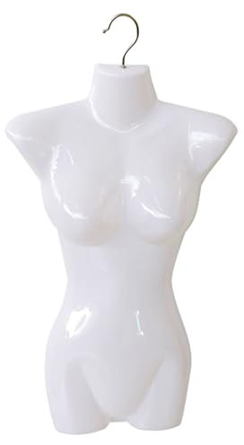asdchZen Hängende Modepuppe Zum Ausstellen, Schneiderpuppe Für Rücken, Körper, Torso, Mit Haken Zum Aufhängen, Modellständer Aus Kunststoff Für T-Shirt-Ausstellung,White,Medium,20pcs