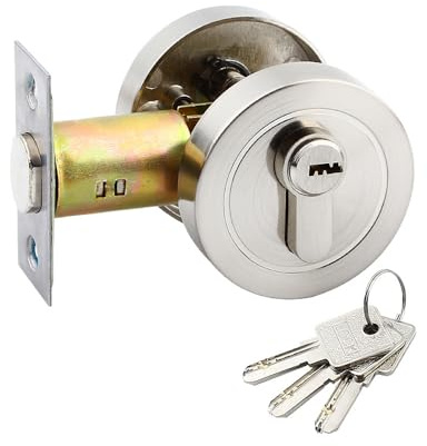 Sarini Serratura a bullone Tondo a Faccia Singola in Acciaio Inossidabile con catenaccio in Zinco di Alta qualità con Chiave per Molti Tipi di Porte