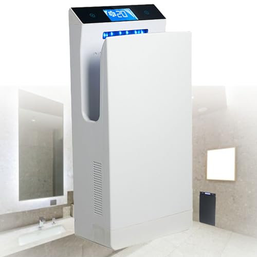 ylpddmm Asciugamani Elettrico con fotocellula, a Parete, Asciugamani Elettrico Professionale,Potenza 1400W,con Filtro HEPA,per Bagni Commerciali,220V,White
