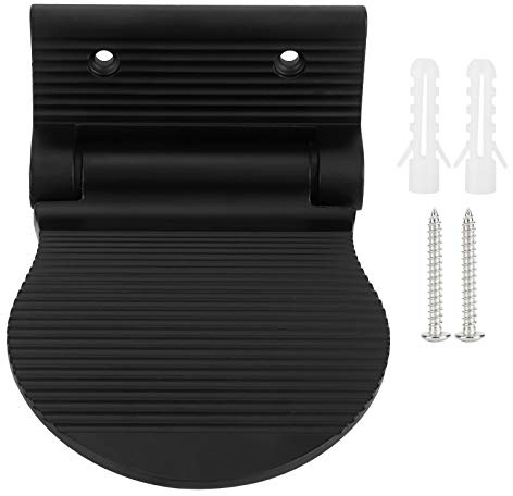Fußstütze für die Dusche, an der Wand montierter Fußhocker mit Befestigungsschrauben, faltbares, rutschfestes Fußpedal aus Aluminium für den Flur, den Eingangsbereich, das (Black)
