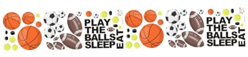 KOMBIUDA 2stücke Dekorative Wandaufkleber Für Kinderzimmer Selbstklebende Fußball Und Basketballmuster Abnehmbare Wanddekoration Für Jungen Und Mädchen