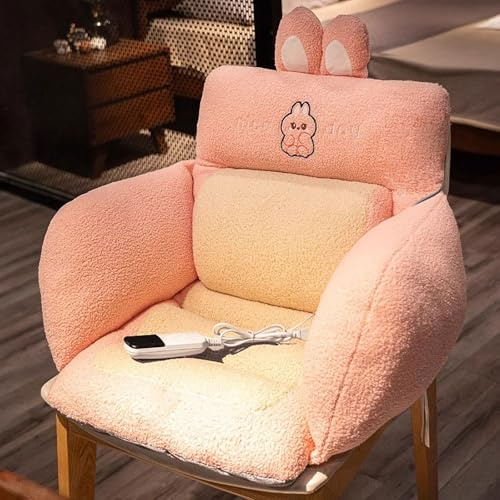 ZXDRYBHD Bürostuhl-Heizkissen, weiches Polarfleece, Lendenwirbelstützkissen, ergonomisch, mit 3 Anti-Rutsch-Funktionen, für Komfort und Unterstützung, Rosa, Größe S