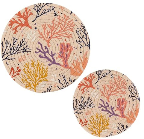 Simpatico cartone animato coralli presine resistenti al calore Hot Pan Holder 2 pezzi rotondo Pot Holder tavolo per la cucina agricola