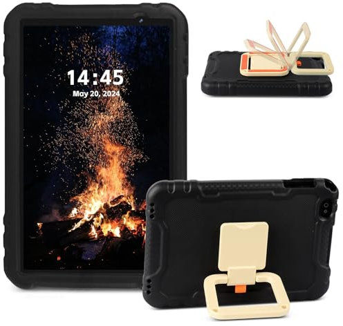 fezawio Tableta Infantil de 10 Pulgadas, Tableta Android 13, 14gb Ram + 128GB ROM (512gb TF), Cámara Doble, 2.4G Wi - fi, Carcasa Protectora eva, Negra