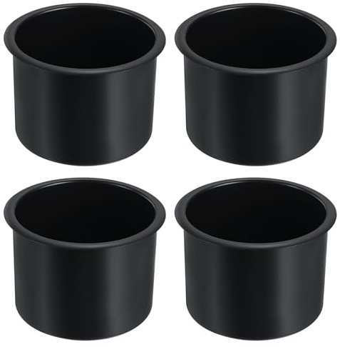 sourcing map 4 Pcs Plastic Drop-in Cup, 3 x 3.78 Drink Can Holder Poker Table Cup Holder Insert for Sofa Boat Car Marine, Black