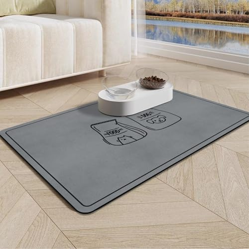 Napfunterlage Hund Katzen Futternapf Unterlage - rutschfest Hundenapf Unterlage, Super Saugfähige Schnelltrocknend Futtermatte für Haustier, 60x40cm Futterunterlage für Katzen Unterlage Katzennapf