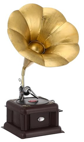 HOMOCONO Retro Phonograph Musikbox Mit Handkurbel Vintage Dekoration Für Zuhause Und Bar Romantisches Design Antiker Bronze Einzigartiges Wohnaccessoire