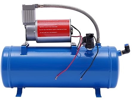 CHIMHOON 12V Auto Luftkompressor, Druckluft Kompressor 100psi, mit 6L Tank Luftkompressor, Zughorn Kompressor Satz, für Zug-Lufthupen, Aufpumpen von Reifen, LKWs, SUVs usw