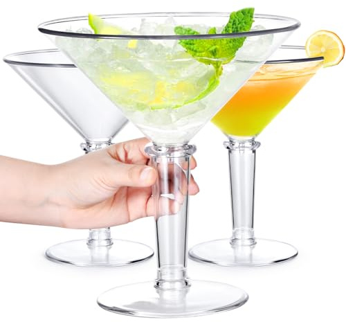 48oz Giant Martini Glass, Plastic Cup for Centerpieces, 3 Pcs (Clear) | Large reusable plastic martini glass for drinks, desserts, flowers, centerpieces and A Tini Bit Older birthday parties