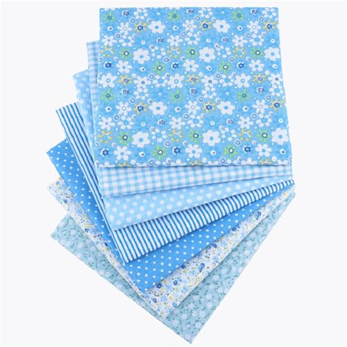 Odot 7 Piezas Telas para Patchwork 50x50, Tela Patchwork de Costura para Costura Patchwork Decoracion Manualidades y Coser DIY Decoraciones Disfraces (50x50cm,Azul)
