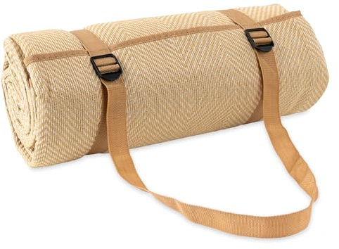 Paco Home Couverture de Pique-Nique Extérieur Imperméable - Pliable & Légère, Couleur:Beige, Dimension:200x200cm