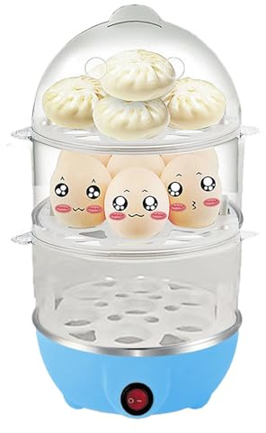 Qumiuu Hervidor de huevos para huevos duros, 3 niveles, hervidor de huevos eléctrico, dispositivo de cocina con apagado automático para pasta de maíz, albóndigas, gachas