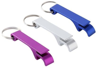 YIYIWANG Bottle Opener Keychain 3 Pcs Set for Beer Bottle and Can Opening Mini Key Ring Opener for Men and Women Unisex EDC Gift Idea (Purple/Silver/Blue)