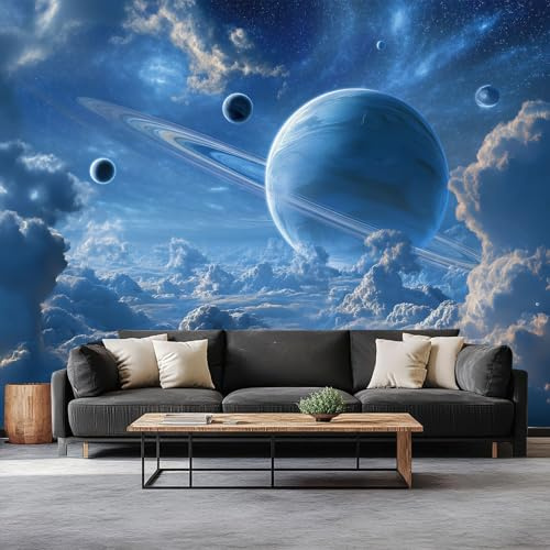 Weltraum-Hintergrund Planeten Sterne Vlies Fototapete 3D Effekt Vliestapete Blau Wandtapete, 250 x 175 cm Wohnzimmer Schlafzimmer Büro Flur Tapete Kinderzimmer Wandtapete