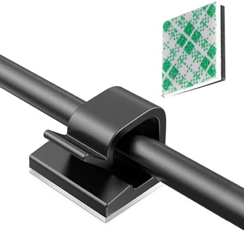 JYSNOW Sujeta Cables Adhesivo, 50 Piezas Escritorio Cable Clips Negro