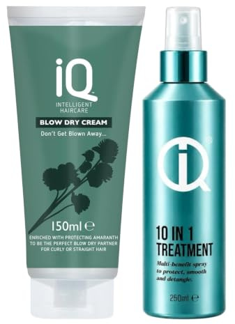 IQ Intelligent Haircare 10 in 1 (250ml) & Blow Dry Cream (150ml) - Haircare Duo for Styling and Protection, Nourishing Multi-Action Treatment and Heat Protectant for Smooth, Manageable Hair