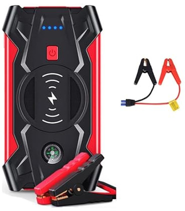 Avviatore di emergenza per auto, avviatore e power bank da 600 A e 20000 mAh, booster di batteria portatile digitale da 12 V con display indicatore per avviamento di emergenza di veicoli a b
