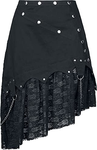 Gothicana by EMP Mujer Falda asimétrica Negra con Encaje