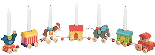 goki 2396 - Tren de cumpleaños Circus World + Set de velas azules