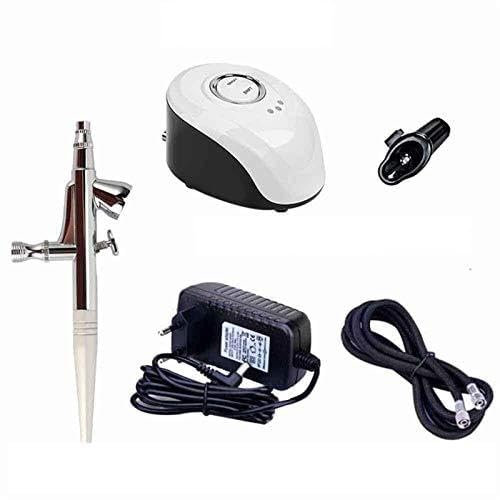 Airbrush kit 0.2mm Nozzle Dual Action Airbrush Kit Compressor Portable Air Brush Paint Spray Airbrush for Nail Art Desgin Tattoo Cake Airbrush air Brushes for Painting (Color : White 0.2mm)